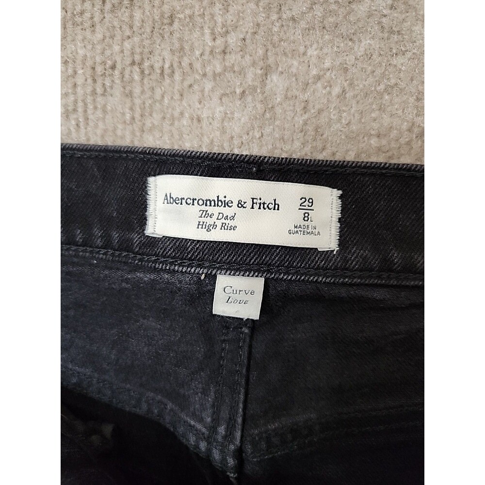 Abercrombie Fitch Dad Jeans Womens 29 8 Long Black Straight Tapered Curve Love - Picture 6 of 8
